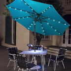 Blissun 9 ft Solar Umbrella 32 LED Lighted Patio Umbrella Table Market Umbrella with Tilt and Crank Outdoor Umbrella for Garden, Deck, Backyard, Pool and Beach (Cerulean) - Image 7