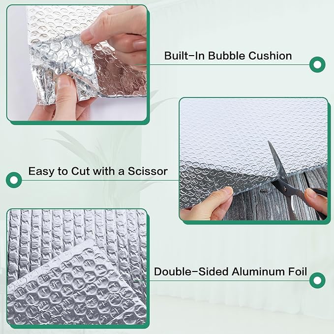 Reflective Bubble Insulation Sheet, Double Side Aluminum Foil Bubble Shield - Image 4