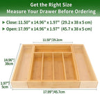 VaeFae Bamboo Drawer Organizer, Expandable Silverware Drawer Organizer - Image 3