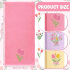 3 Pcs Tulips Bouquet Hand Towels Spring Pink Tulips Flower Bath Towels 14 x 29 - Image 3