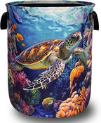 Funny Turtles Laundry Basket Oxford Cloth Ocean Animal Sea Turtle Laundry Hamper by Unknown