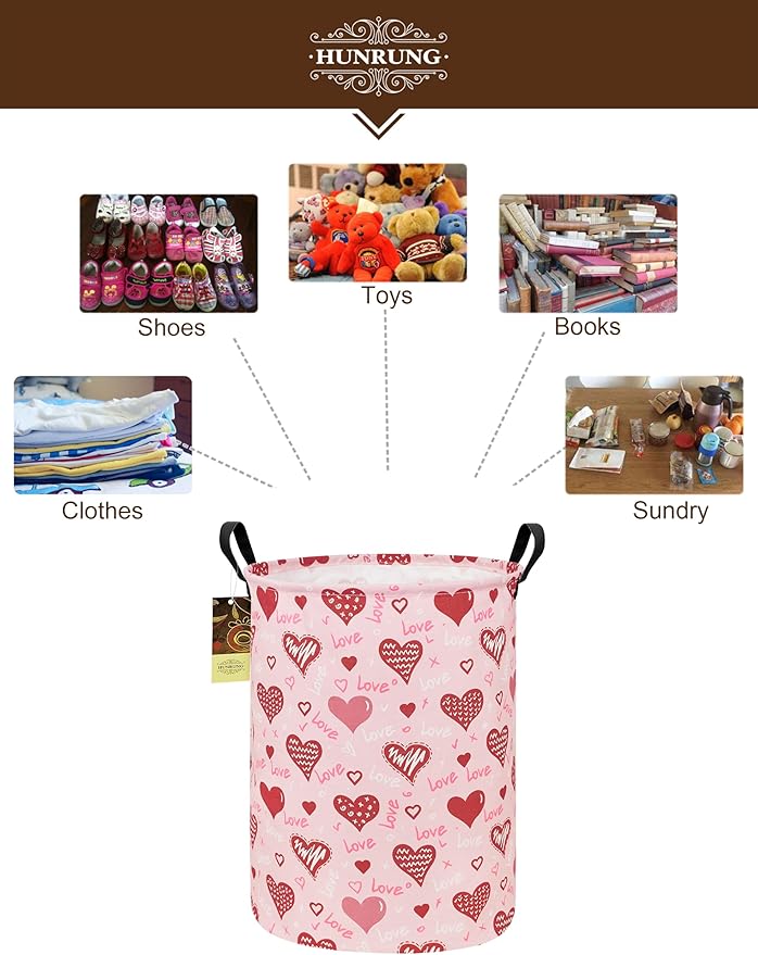 HUNRUNG Laundry Hamper, Large Canvas Fabric Lightweight Storage Basket Toy - Image 3
