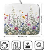 Giwawa Flower Herbs Dish Drying Mat Botanical Plant Dishes Drainer Mat 16x18 - Image 2
