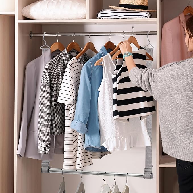 Hanging Closet Rod, 17-28In Width and Up to 32In Height Closet Extender - Image 7