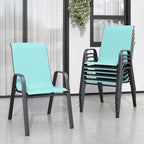 Patio Chairs Set of 6, Stackable Outdoor Dining Chairs for All Weather Textilene Fabric & Metal Frame, Outdoor Chairs Set for Backyard Deck Garden by Vimstora