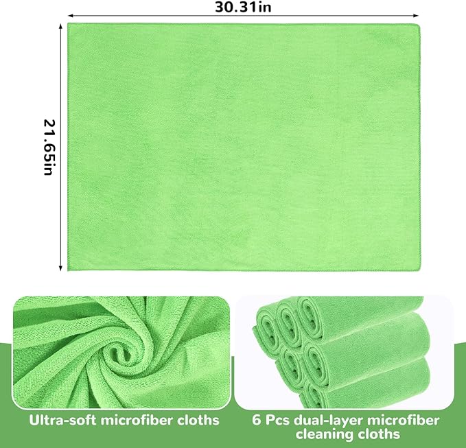 6 Pcs Extra Large Microfiber Cleaning Cloth Reusable Microfiber Towels Thick - Image 2