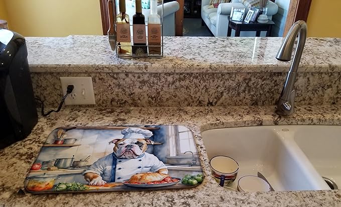 Caroline's Treasures DAC6185DDM American Bulldog The Chef Dish Drying Mat - Image 2