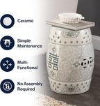 JONATHAN Y TBL1013C Double Happiness 18" Chinoiserie Ceramic Drum Indoor/Outdoor Garden Stool Bohemian, Coastal, Classic, Cottage, Traditional, Patio, Garden, Bathroom, Living Room, Gray Blue/White - Image 4