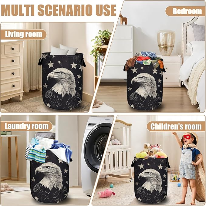 Black Eagle Laundry Basket, Foldable Waterproof Laundry Hamper Tote Bag Dirty - Image 7