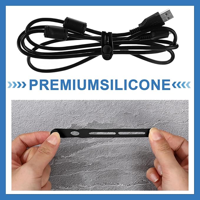 42 Pcs Silicone Cable Ties Reusable Cord Organizer Adjustable Data Cable Wraps - Image 3