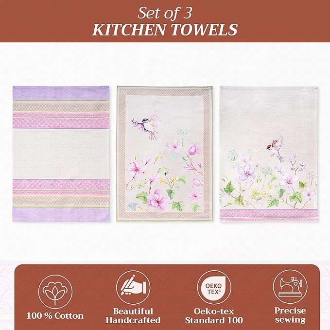 Maison d' Hermine Kitchen Towels Set of 3 100% Cotton 27.50" x 20" Reusable - Image 2