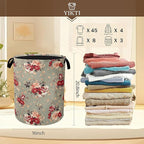 Red Rose Flowers Laundry Hamper, Vintage Floral Clothes Hamper - Image 2
