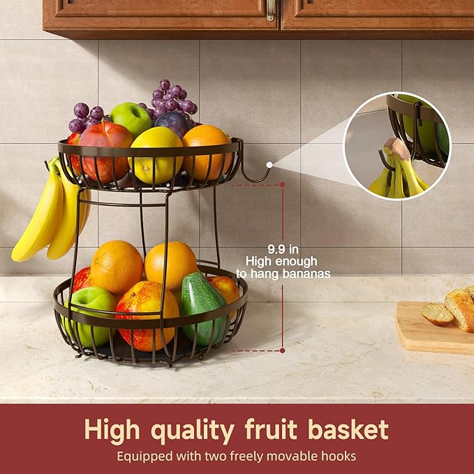 2 Tier Fruit Basket for Kitchen Counter - Image 2