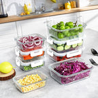 KOMUEE 10 Packs Glass Food Storage Containers Set, Glass Meal Prep Containers - Image 7