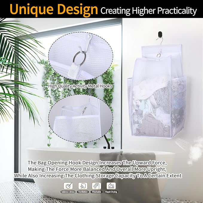 Hanging Collapsible Breathable Mesh Laundry Hamper, 24 x 14.2 x 7.5 in - Image 5