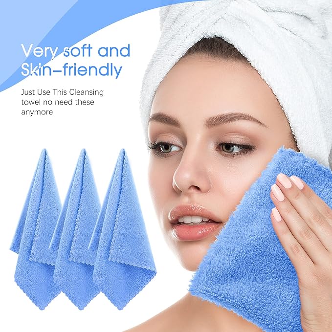 Syhood 12 Pieces Face Wash Cloth 12 x 12 in Makeup Remover Cloths Towel Coral - Image 2