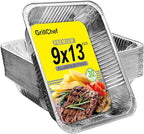 GrillChef Aluminum Foil Pans, Disposable 9x13 Baking Pans, 30 Pack Tin Foil by GrillChef