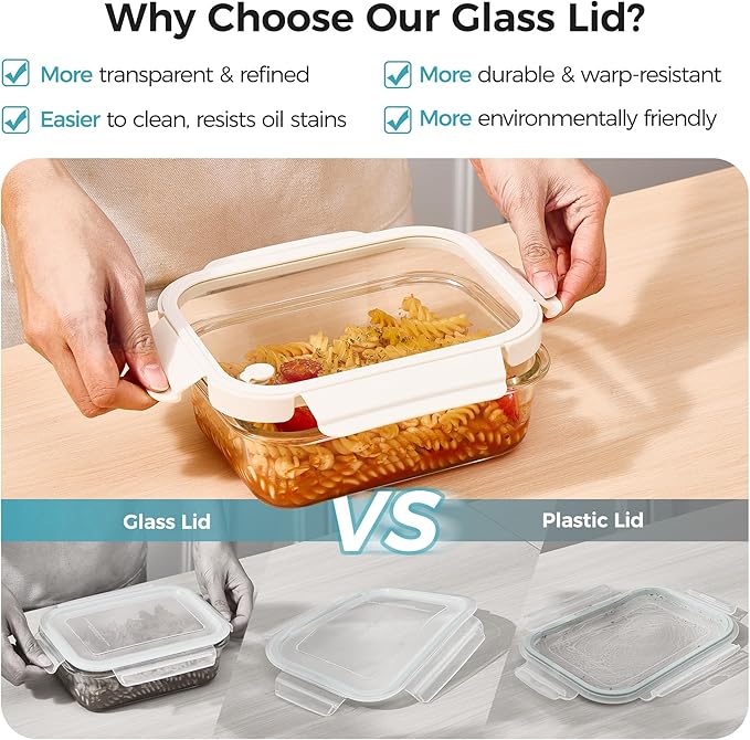Vtopmart 5 Pack 35oz Glass Food Containers - Image 3