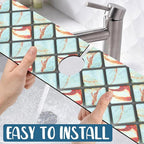 Rendering Marble Kitchen Sink Splash Guard Faucet Mat Blue Wall Tiles Super - Image 5