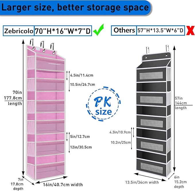 over the door organizer, Solid Bamboo Board 6-Tier Heavy Duty 75LB, 12 Side - Image 2