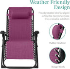 Best Choice Products Oversized Zero Gravity Chair, Folding Outdoor Patio Recliner, XL Anti Gravity Lounger w/Removable Cushion, Cup Holder, Side Tray, 350lb Capacity - Amethyst Purple - Image 4