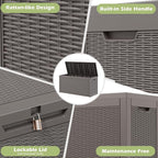 Outdoor Storage Box, Resin Deck Boxes Indoor and outdoor, Waterproof Storage Box Lockable Lid (Grey,70 Gallon) - Image 3