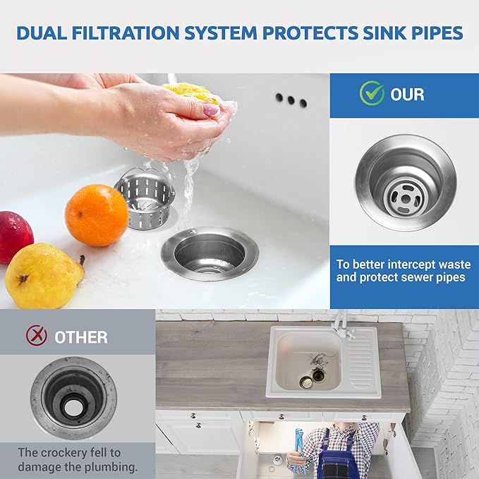 BOTEMY Stainless Steel Sink Drain Strainer 3-1/2 Inch Kitchen Sink Drain - Image 3