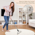 47“ Adjustable Long Handle Carpet Rake Pet Hair Remover, Reusable Large Metal - Image 2