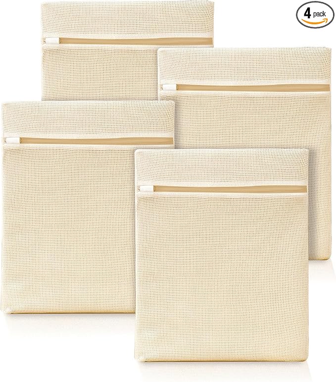4Pcs Cotton Mesh Laundry Bags for Delicates, Breathable Mesh Garment Bag for by ABRRLO