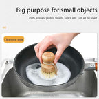 Natural Sisal Dish Washing Brush Bamboo Round Scrub Brush Pots Pans Vegetables - Image 5