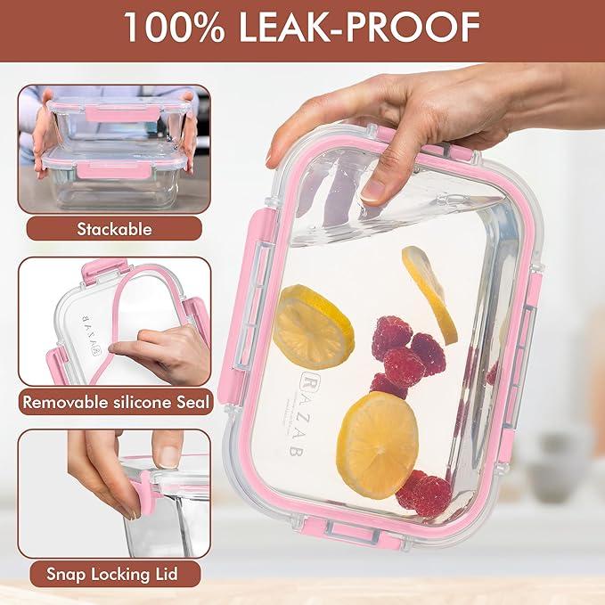 Razab 4 Pcs 1860ml / 63 Oz Large Glass Food Storage Containers - Image 3