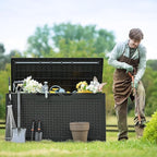 Flamaker Outdoor Storage Box 100 Gallon Waterproof Resin Deck Box Delivery Box with Air Rod Indoor Outdoor Lockable Storage Bench for Patio Cushions, Tools, Pool Accessories (Black) - Image 7