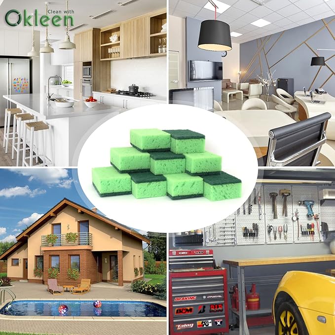 Green Multi Use Scrub Sponge. Made in Europe. 18 Pk, 4.3x2.8x1.4 inches. - Image 7