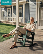 SERWALL Oversized Outdoor Rocking Chair Set of 2, HDPE Rocker for Adults, Patio Rocking Chairs for Porch, Green - Image 2