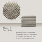 Luxury Silver-Infused Beige Washcloths 4-Pack, 12.9"x12.9" - Image 4