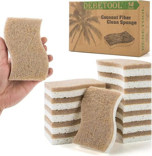14Pack Natural Kitchen Sponge, Eco-Friendly Dish Sponge by DEBETOOL