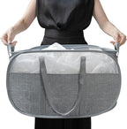 pop-up laundry basket，with Durable Handles collapsible Mesh laundry Hamper by BENJUN