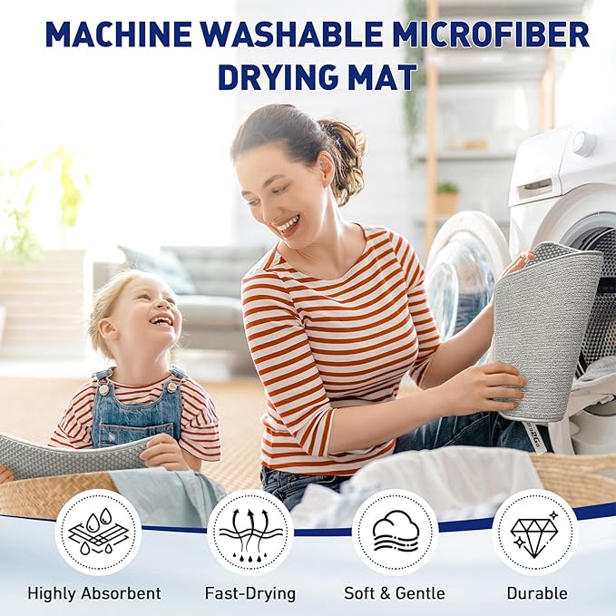 14.6*11.8 inch Microfiber Dish Drying Mat, 2 Compact Ultra Absorbent Dish Mat - Image 5