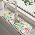 Colorful Floral Leaves Berries Kitchen Sink Splash Guard Mat Absorbent Fast by Unknown
