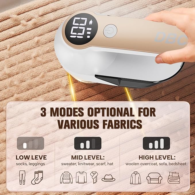 DBC Fabric Shaver with 15000r/Min Powerful Motor, LED Display, 6-Leaf Blades - Image 4
