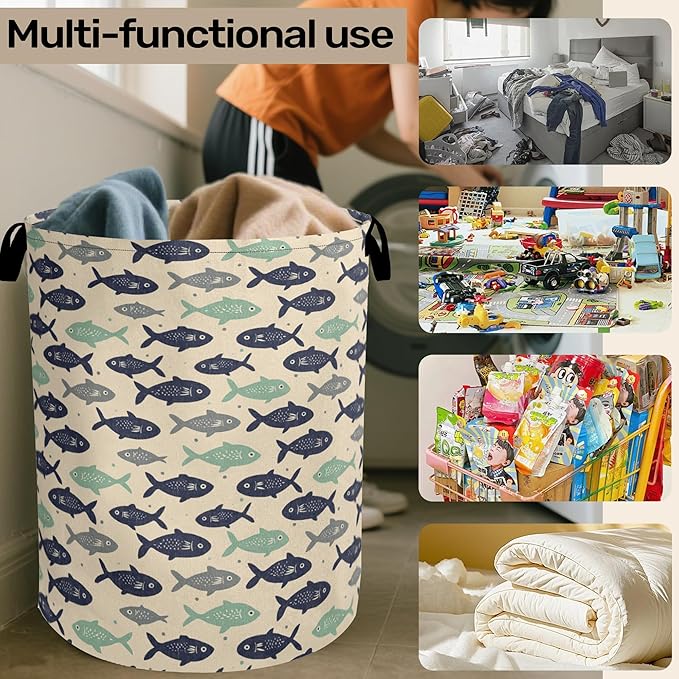 Cute Japanese-Style Fish Foldable Laundry Hamper - Image 6