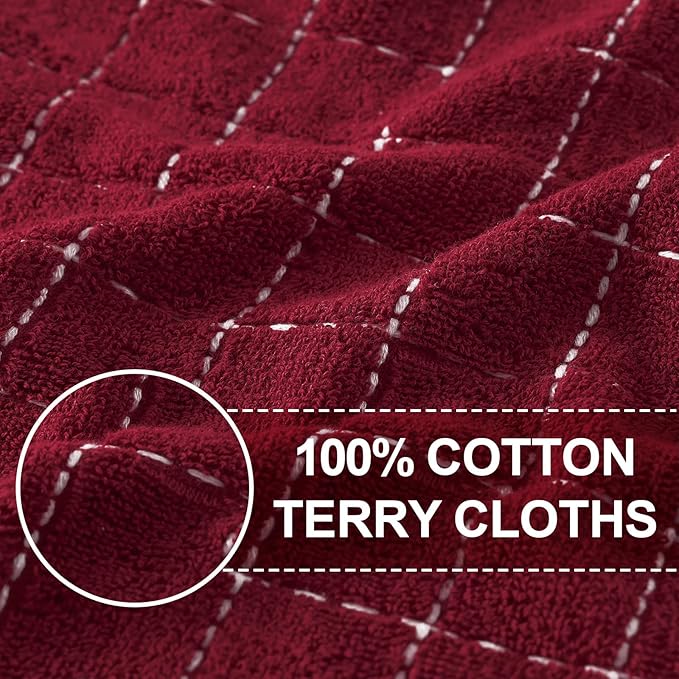 Homaxy 100% Cotton Terry Kitchen Towels, Checkered Designed, Soft and Super - Image 2