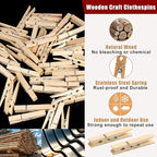 KIMOBER 2.87Inch Large Wooden Clothespins, Sturdy Natural Wooden Craft Peg Pins - Image 3