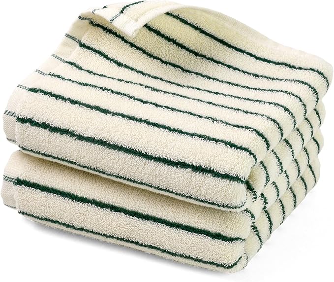 Jacquotha Green Striped Hand Towels by Jacquotha