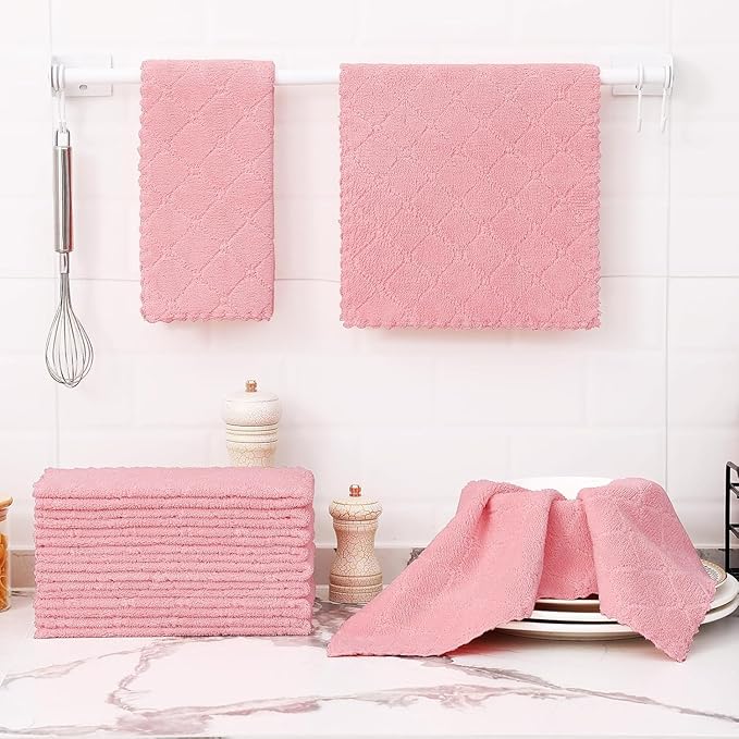 Homaxy 12 Pack Dish Towels for Kitchen, Super Soft and Absorbent Coral Velvet - Image 5