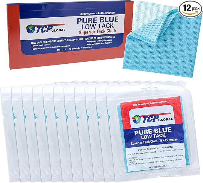 TCP Global Pure Blue Low Tack Superior Tack Cloth, Automotive & Woodworking by TCPGlobal