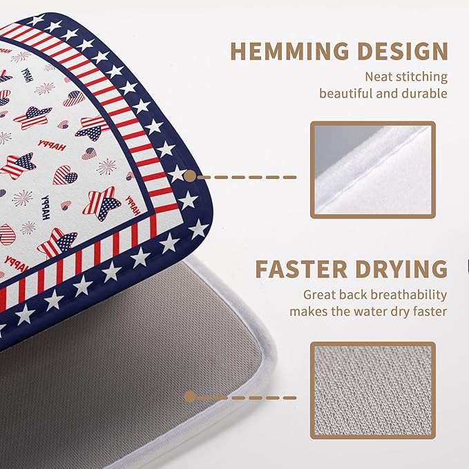 4th of July Dish Drying Mats for Kitchen Counter Patriotic Independence Day - Image 3