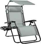 Best Choice Products Folding Zero Gravity Outdoor Recliner Patio Lounge Chair w/Adjustable Canopy Shade, Headrest, Side Accessory Tray, Textilene Mesh - Stardew by BestChoiceProducts