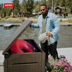 Keter Java XXL 230 Gallon Resin Rattan Look Large Outdoor Storage Deck Box for Patio Furniture Cushions, Pool Toys, and Garden Tools, Dark Grey - Image 13