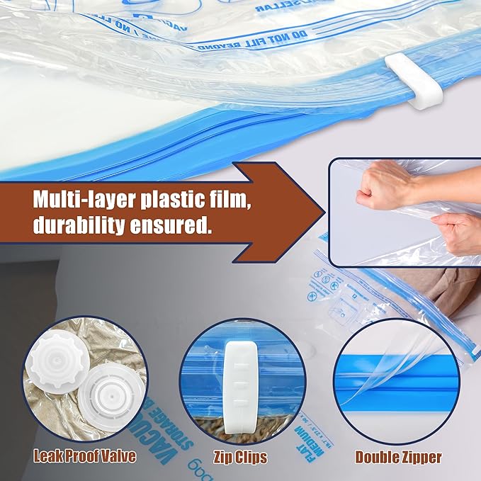 HIBAG Vacuum Storage Bags, 12 Jumbo Vacuum Seal Bags - Image 7